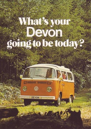 The advertisement from Devon, one of camper manufacturers at that time.