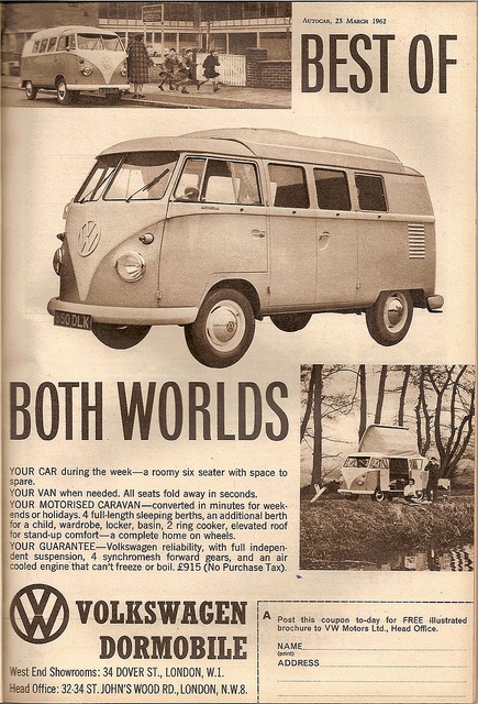A VW Dormobile British advertisement.